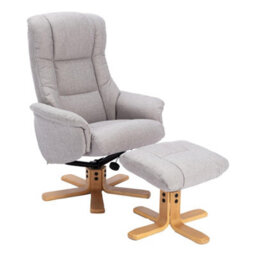 Morris Living The Cairo - Lisbon Silver Fabric - Swivel Recliner Chair & Matching Footstool - thumbnail 1