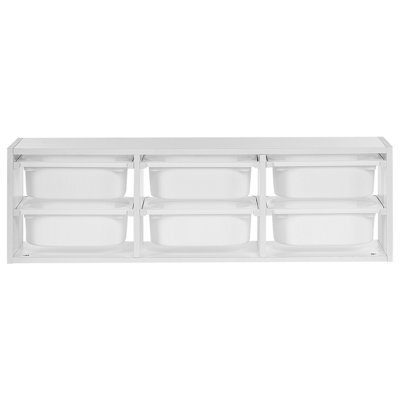 Wyld And Coco Brightnest Wall Shelf With 6 Storage Boxes, White - Space-Saving Wall-Mounted Storage For Nursery And Bedroom - image 1
