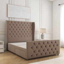 Bsspoke Anna Divan Bed Set Mink Plush Velvet With 54Inch Headboard & Footboard No Mattress No Drawers In 3Ft 4Ft 4Ft6 5Ft 6Ft - thumbnail 1