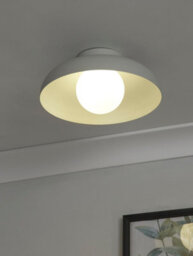 Lighting Collection Silver Ceiling Flush With Glass Shade - thumbnail 1