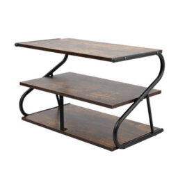 Living And Home 3 Tier Rustic Brown S Frame Wooden Shoe Storage Rack Organiser Shelf 60Cm (W) X 35Cm (D) X 40Cm (H) - thumbnail 4