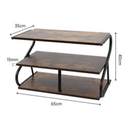 Living And Home 3 Tier Rustic Brown S Frame Wooden Shoe Storage Rack Organiser Shelf 60Cm (W) X 35Cm (D) X 40Cm (H) - thumbnail 5