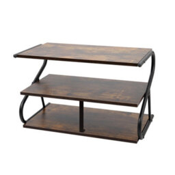 Living And Home 3 Tier Rustic Brown S Frame Wooden Shoe Storage Rack Organiser Shelf 60Cm (W) X 35Cm (D) X 40Cm (H) - thumbnail 3