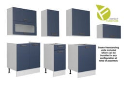 Impact Furniture Kitchen Cabinets Set Complete Cupboards 7 Units With Glass Display 240Cm Diy Package Flat Packed Nora - thumbnail 4