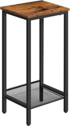 HOOBRO Tall Side Table, Industrial Telephone Table, Narrow Bedside Table With Adjustable Mesh Shelf, 2-Tier Small Coffee Table For Hallwa - thumbnail 8