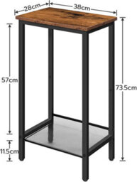 HOOBRO Tall Side Table, Industrial Telephone Table, Narrow Bedside Table With Adjustable Mesh Shelf, 2-Tier Small Coffee Table For Hallwa - thumbnail 9