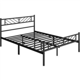 Yaheetech Black 4Ft6 Double Metal Bed Frame With Arrow Design Headboard And Footboard - thumbnail 2