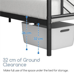 Yaheetech Black 4Ft6 Double Metal Bed Frame With Arrow Design Headboard And Footboard - thumbnail 7