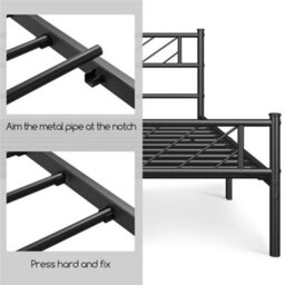 Yaheetech Black 4Ft6 Double Metal Bed Frame With Arrow Design Headboard And Footboard - thumbnail 6