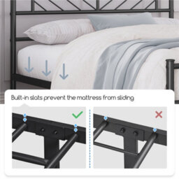Yaheetech Black 4Ft6 Double Metal Bed Frame With Arrow Design Headboard And Footboard - thumbnail 5
