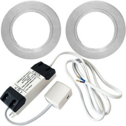 2-Pack Chrome Round Flush Under Cabinet Kitchen Lights With Driver - Natural White Led