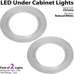 2-Pack Chrome Round Flush Under Cabinet Kitchen Lights With Driver - Natural White Led - thumbnail 3