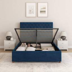 Aspire Taylor Ottoman Bed Frame, Plush Velvet Navy, Superking - thumbnail 5