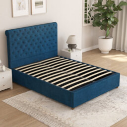 Aspire Taylor Ottoman Bed Frame, Plush Velvet Navy, Superking - thumbnail 4