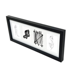 GoodHome Matt Black Pine Effect Plain Multi Picture Frame (H)22.6Cm X (W)52.6Cm
