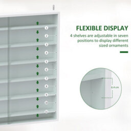 Homcom 7-Tier Wall Display Cabinet W/ Shelves Glass Doors, White - thumbnail 4