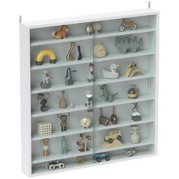 Homcom 7-Tier Wall Display Cabinet W/ Shelves Glass Doors, White - thumbnail 2