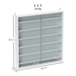 Homcom 7-Tier Wall Display Cabinet W/ Shelves Glass Doors, White - thumbnail 3