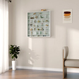 Homcom 7-Tier Wall Display Cabinet W/ Shelves Glass Doors, White - thumbnail 8