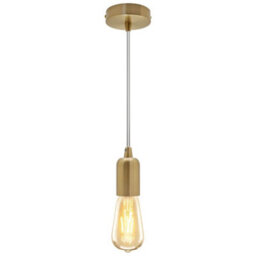 Long Life Lamps Company Ceiling Rose Pendant E27 Fitting Brass Flex Hanging Lamp Holder Kit K428 - thumbnail 1