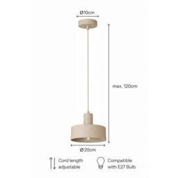 Luminosa Lighting Luminosa Velyo Dome Pendant Ceiling Light Beige 1X E27 - thumbnail 5