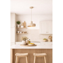 Luminosa Lighting Luminosa Velyo Dome Pendant Ceiling Light Beige 1X E27 - thumbnail 3