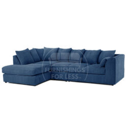 Furnishings For Less UK Luxor Marine Blue Jumbo Cord Large 5 Seater Corner Sofa Long Left Hand Facing - thumbnail 1