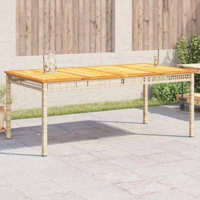 Walplus Garden Table Beige 180X90X75 Cm Poly Rattan Acacia Wood - image 1