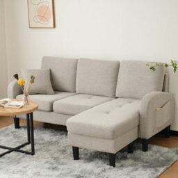 Matteo Modular L-Shape 3-Seater Corner Sofa With Reversible Chaise, Compact Cotton-Linen & Plastic Legs - Ideal For Uk Living - thumbnail 9