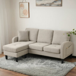 Matteo Modular L-Shape 3-Seater Corner Sofa With Reversible Chaise, Compact Cotton-Linen & Plastic Legs - Ideal For Uk Living - thumbnail 1