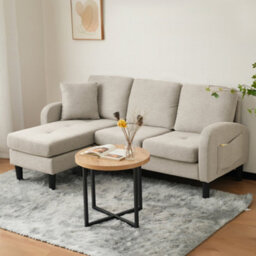 Matteo Modular L-Shape 3-Seater Corner Sofa With Reversible Chaise, Compact Cotton-Linen & Plastic Legs - Ideal For Uk Living - thumbnail 2