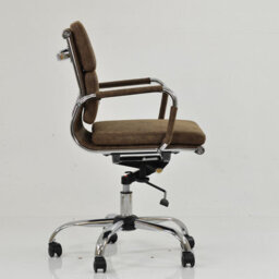 Lakeland Furniture Chester Aged Brown Faux Leather Chrome Base Office Chair - thumbnail 4