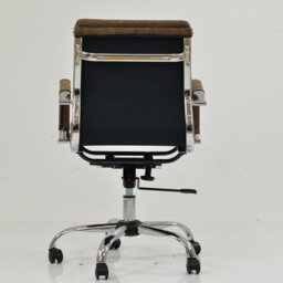 Lakeland Furniture Chester Aged Brown Faux Leather Chrome Base Office Chair - thumbnail 5