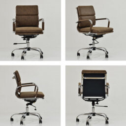 Lakeland Furniture Chester Aged Brown Faux Leather Chrome Base Office Chair - thumbnail 6
