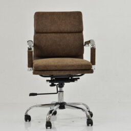 Lakeland Furniture Chester Aged Brown Faux Leather Chrome Base Office Chair - thumbnail 2