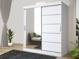 RAC3 Sliding Wardrobe Led Mirror Space Saving Bedroom Wardrobe, Contemporary Bedroom Sliding Wardrobe & Mirror Wardrobe (White,120Cm) - thumbnail 1
