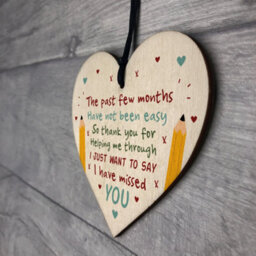 Red Ocean Thank You Teacher Back To School Gift Wooden Heart Sign Novelty Quarantine Gifts - thumbnail 7