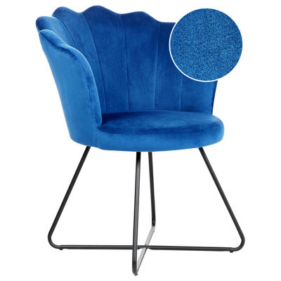 Beliani Armchair Lovelock Velvet Navy Blue - image 1