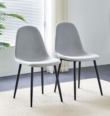Hallowood Furniture Cullompton Light Grey Fabric Dining Chair With Black Legs X 2 - image 1