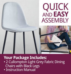 Hallowood Furniture Cullompton Light Grey Fabric Dining Chair With Black Legs X 2 - thumbnail 8