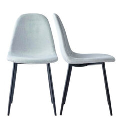 Hallowood Furniture Cullompton Light Grey Fabric Dining Chair With Black Legs X 2 - thumbnail 9
