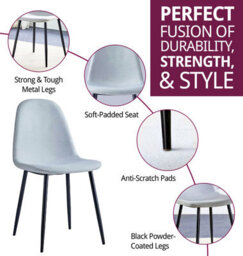 Hallowood Furniture Cullompton Light Grey Fabric Dining Chair With Black Legs X 2 - thumbnail 3