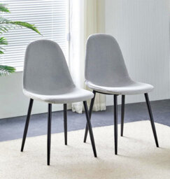 Hallowood Furniture Cullompton Light Grey Fabric Dining Chair With Black Legs X 2 - thumbnail 1