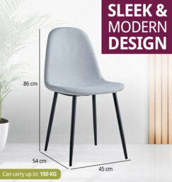Hallowood Furniture Cullompton Light Grey Fabric Dining Chair With Black Legs X 2 - thumbnail 4
