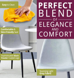 Hallowood Furniture Cullompton Light Grey Fabric Dining Chair With Black Legs X 2 - thumbnail 6