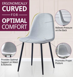 Hallowood Furniture Cullompton Light Grey Fabric Dining Chair With Black Legs X 2 - thumbnail 5