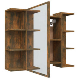 Berkfield Bathroom Mirror Cabinet Smoked Oak 80X20.5X64 Cm Engineered Wood - thumbnail 5