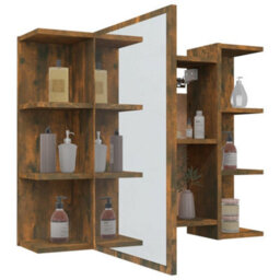 Berkfield Bathroom Mirror Cabinet Smoked Oak 80X20.5X64 Cm Engineered Wood - thumbnail 4
