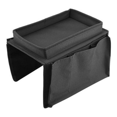 Black Sofa Arm Tray 4 Pocket Chair Rest Organiser Couch Remote Control Storage Holder - image 1