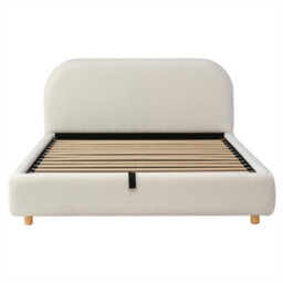 Abrihome Luxury Bouclé Ottoman Bed With Curved Headboard, Round 135X190Cm Frame - thumbnail 5